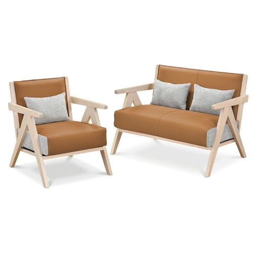 Pcs faux leather single sofa - 2,