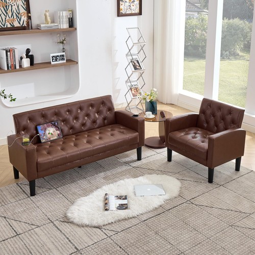 Leather loveseat - w,